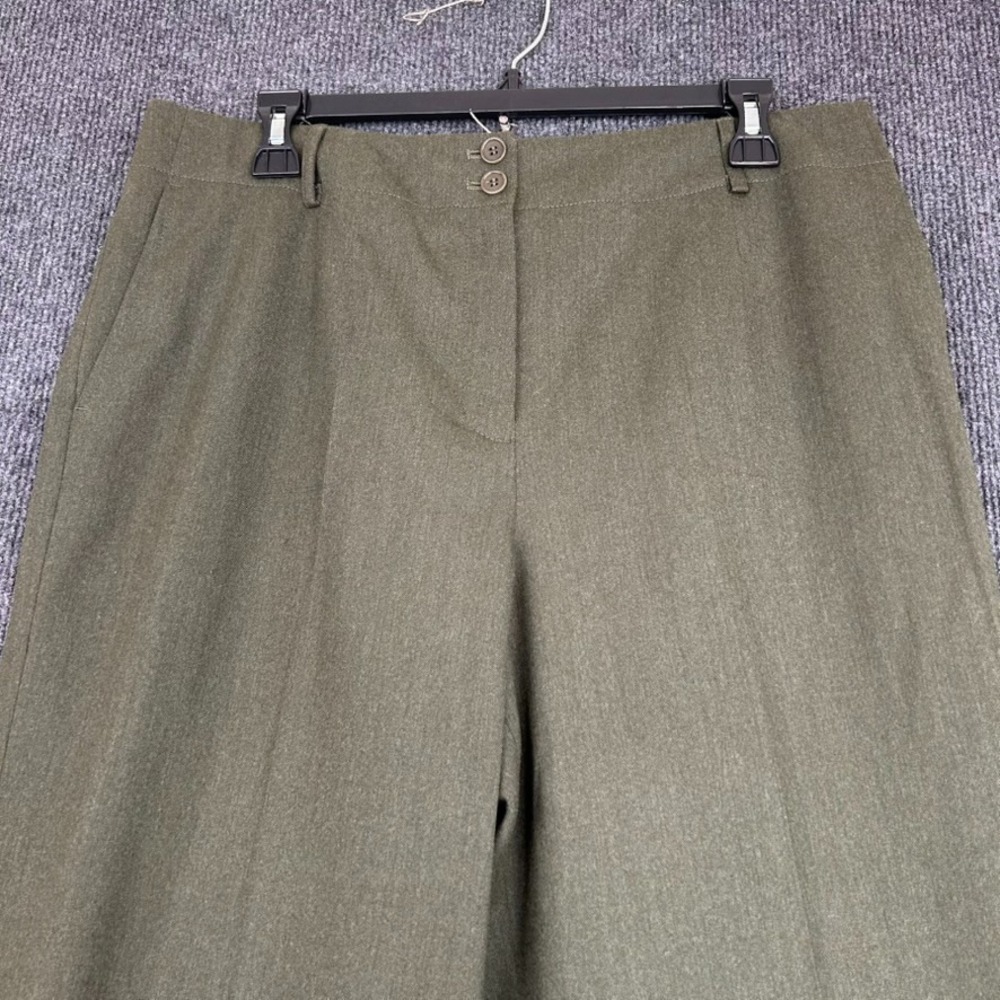 TALBOT'S Womens Italian Wool Lined Dress Pants Olive Green Stretch Size 14P - Picture 2 of 11